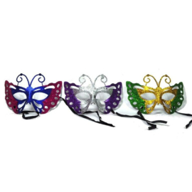 Venetiaans masker glittervlinder zilver / paars