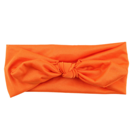 Superleuke haarband met strik effen oranje kindermaat