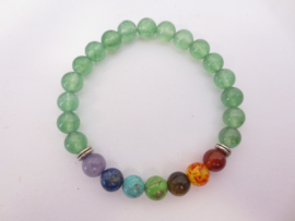 Kralen armband geslepen Jade kralen met 7 chakra kralen