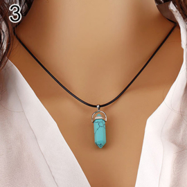 Veterketting met Turkoois hexagonale pendelhanger