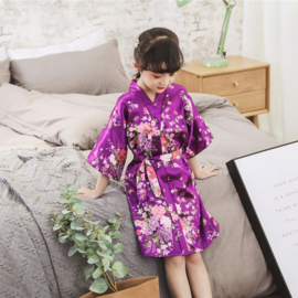 Superleuke kinderkimono met bloemenprint paars