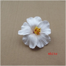 Geweldige Hibiscus Hawaïbloem 9 cm op clip wit