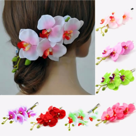 Prachtige grote haarclip orchidee wit/roze