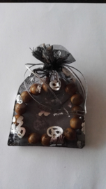 Zwart organza geschenk zakje/buideltje met Chinees "geluk" teken