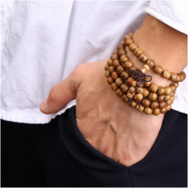 Mala unisex gebedsketting/armband sandalwood naturel