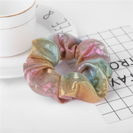 Mermaid licht multicolor glans scrunchie!