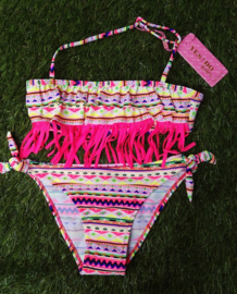 Geweldige bohemian bikini  met fuchsia franje