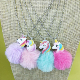 Ketting UNICORN met pluizenbolletje