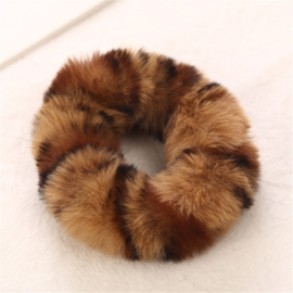 Animal scrunchie lichtbruin/donkerbruin