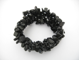Brede armband Onyx steentjes