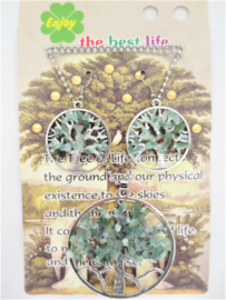 Tree of Life ketting en oorbellenset met Jadesteentjes in geschenkverpakking