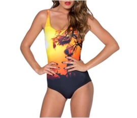 Digitaal geprint badpak/bodysuit "Safari" maat S/M