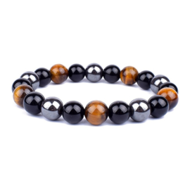 Geweldige BESCHERM armband model 1 tijgeroog/obsidiaan/hematiet 8mm/19cm