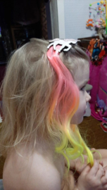 Haarclip UNICORN fluor roze/geel