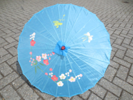 Blauwe bamboe handbeschilderde parasol 85 cm