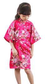 Superleuke kinderkimono met bloemenprint fuchsia