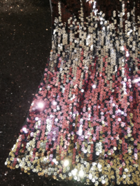 Mooi in kleur overlopend glitter pailletten jurkje roze/zilver/goud mt 92 t/m 110