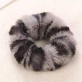 Animal scrunchie grijs/zwart