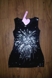 Superleuk glitterjurkje"vuurwerk" zwart/zilver alleen nog 116/122