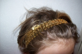 Elastieken haarband met glitterpailletten goud