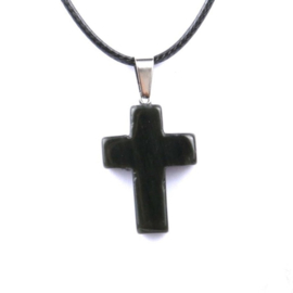 Veterketting met kruis van geslepen Onyx