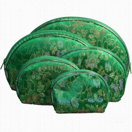Chinese brokate tasjes set van 5 stuks groen