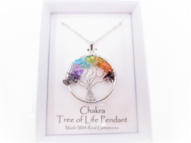 Tree of Life ketting met chakra edelsteentjes in geschenkdoosje