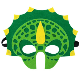 Geweldig leuk en stevig dino masker van vilt groen/geel