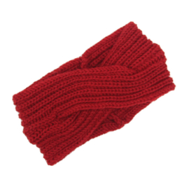Gebreide winterhaarband "dubbel" rood