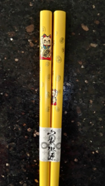 Chopsticks / haarpennen "Lucky cat" gekleurd