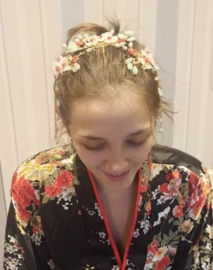 Prachtige set Aziatische Hanfu haaraccessoires en oorbellen met wit/rode bloemen D