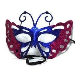 Venetiaans masker glittervlinder blauw / rood