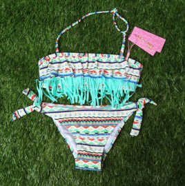 Geweldige bohemian bikini met turquoise franje