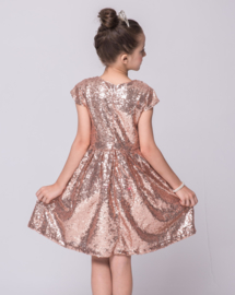 B-keuze Schitterend zwierig all-over glitterpailletten jurkje rosé-goud 128/134