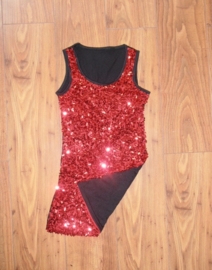 Leuk glitter hemdjurkje rood maat XS/158/164