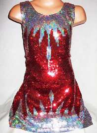 Glitter pailletten jurkje rood met ijspegels maat 92 t/m 116