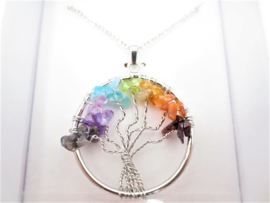 Tree of Life ketting met chakra edelsteentjes in geschenkdoosje