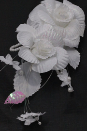 Patentspeld met witte rozen en glitter