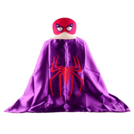 Spidergirl cape + masker kind 3-8 jaar