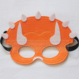 Geweldig leuk en stevig dino masker van vilt oranje