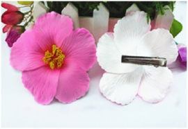 Geweldige Hibiscus Hawaïbloem 9 cm op clip roze