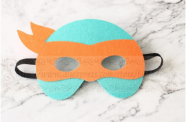 Geweldig leuk en stevig masker ninja turtle van vilt oranje