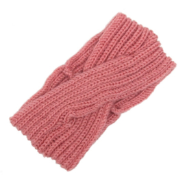 Gebreide winterhaarband "dubbel" roze