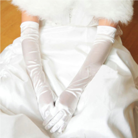 Lange gala handschoenen meiden/damesmaat wit
