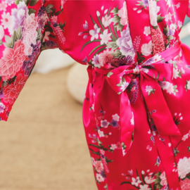 Superleuke kinderkimono met bloemenprint fuchsia