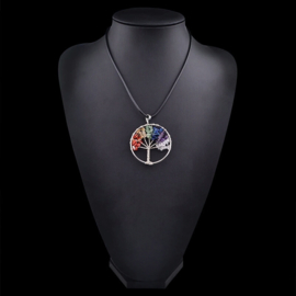 Prachtige amulet ketting Tree of Life Chakra steentjes