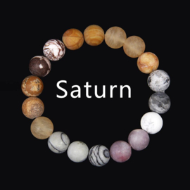 Geweldige UNIVERSE armband SATURNUS mix natuursteen kralen 10mm