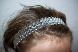 Elastieken haarband met glitterpailletten zilver