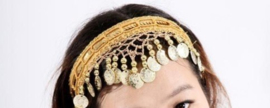 Haarband beige met gouden muntjes