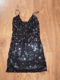 Leuk glitter spagetti jurkje zwart